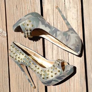 Fina Camo Studded Heels